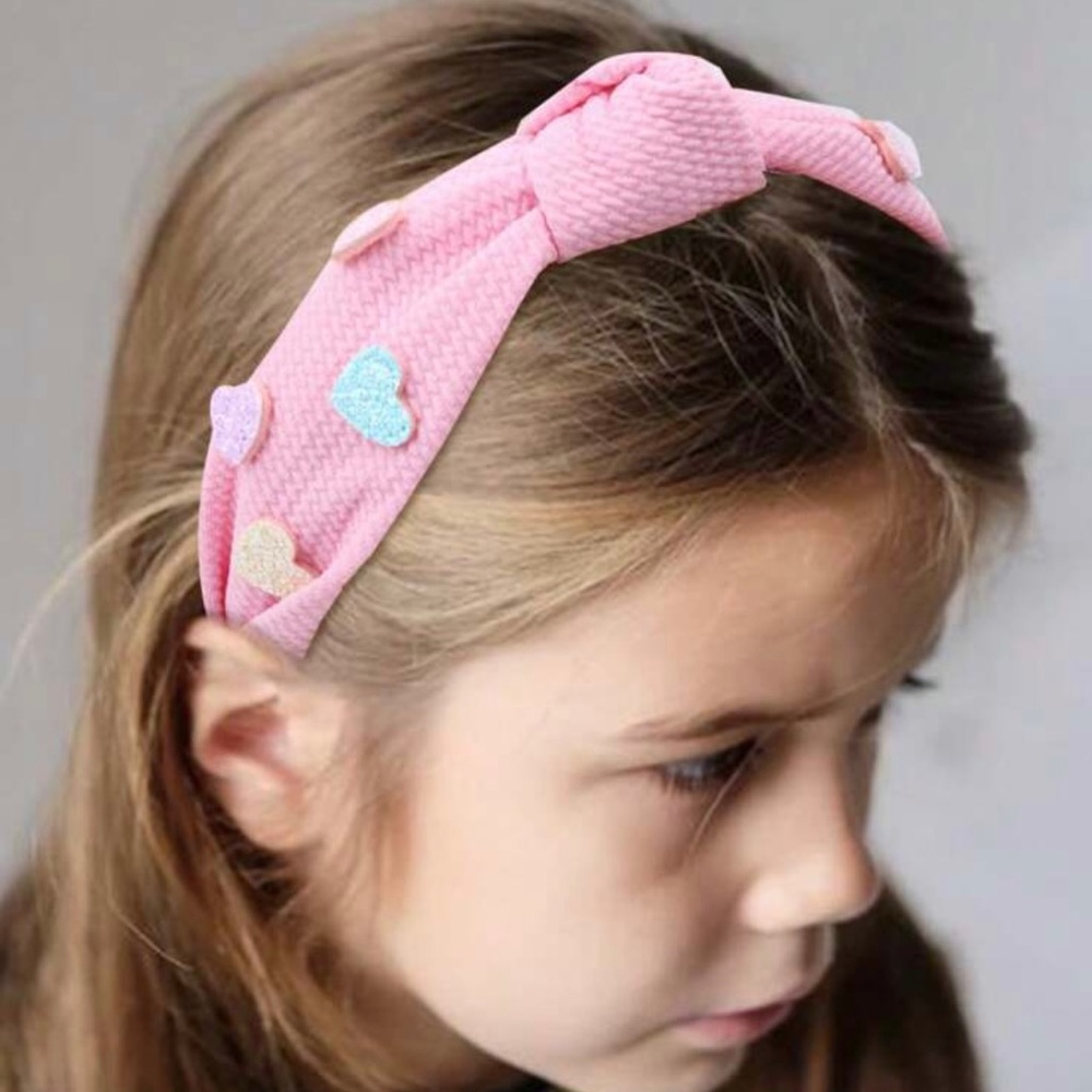 Pink heart headband for women and girls